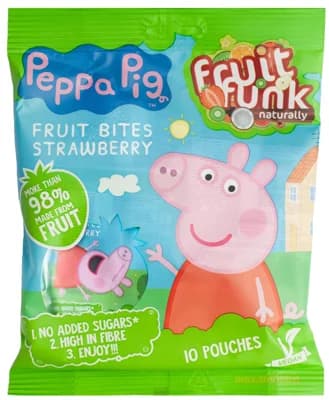 Fruitfunk Peppa Pig jahodové ovocné kousky, multibag 10×10 g