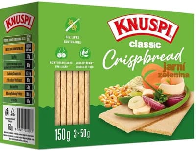 Knuspi Crispbread jarní zelenina křehký plátek