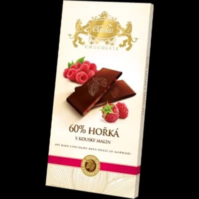 Hořká čokoláda 60% s kousky malin