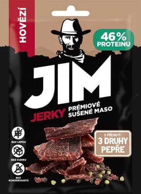 Jim Jerky hovězí 3 druhy pepře
