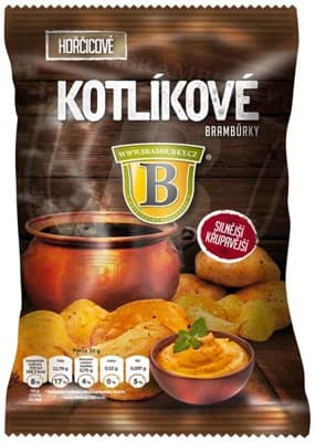 Originální hospodské brambůrky Kotlíkové brambůrky s příchutí hořčice