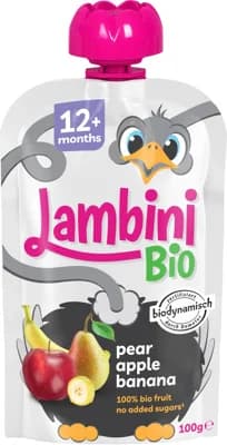 Lambini BIO Demeter kapsička hruška, jablko a banán