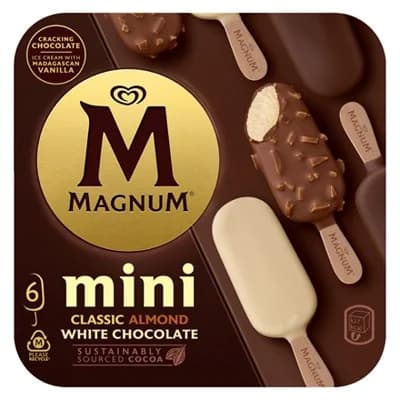 MAGNUM Mini classic/almond/ white chocolate Multipack mraž. 6 x