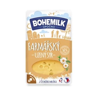 BOHEMILK Farmářský sýr uzený 30 % plátky chlaz.