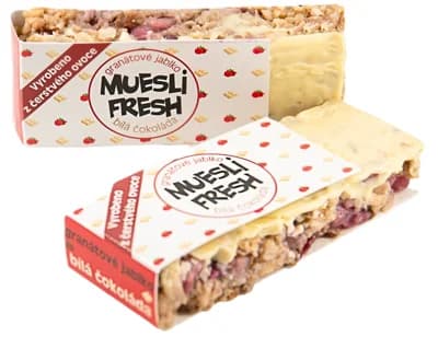 Muesli Fresh Tyčinka granátové jablko-bílá čokoláda