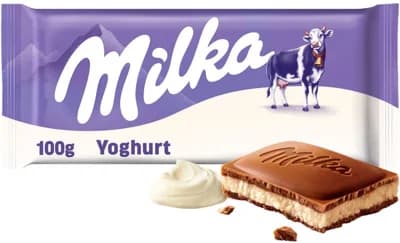 Milka Čokoláda Mléčná z alpského mléka s jogurtovou náplní