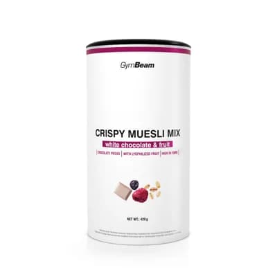 GymBeam Crispy Muesli Mix bílá čokoláda ovoce