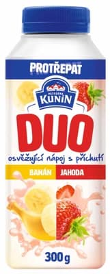 Mlékárna Kunín Duo zakysaný nápoj s příchutí banán a jahoda