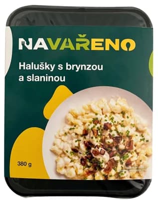Halušky s brynzou a uzenou slaninou