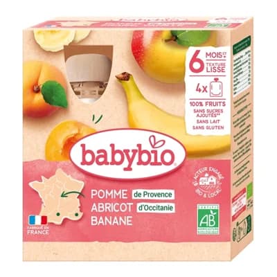 Babybio BIO Jablko meruňka banán (4×90g)