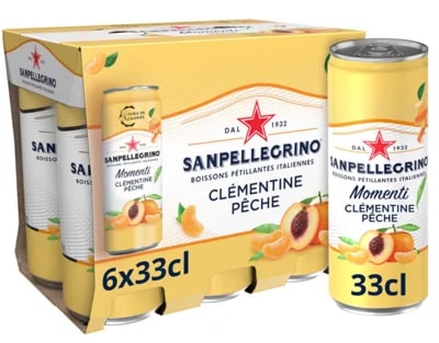 San Pellegrino Perlivý nápoj Klementinka&Broskev, 6x330ml