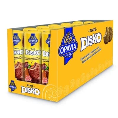 OPAVIA Zlaté Disko kakaové sušenky čokoládová náplň 18 x
