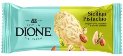 Dione Pistáciový nanuk s bílou belgickou čokoládou a mandlemi