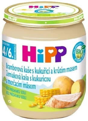 HiPP BIO Bramborová kaše s kukuřicí a krůtím masem