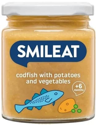 Smileat BIO Příkrm divoká treska s brambory a zeleninou s extra panenským olivovým olejem