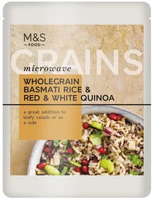 Marks & Spencer Vařená celozrnná rýže basmati s červeným a bílým merlíkem čilským