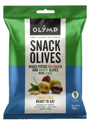 Olymp Mix Kalamata tmavé a zelené olivy bez pecky s bylinkami
