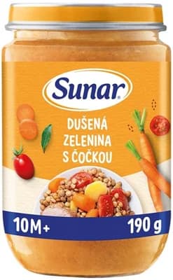 Sunar Příkrm dušená zelenina s čočkou, 10m+