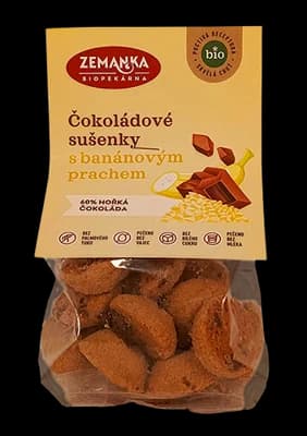 Biopekárna Zemanka BIO Sušenky s čokoládou a banánovým prachem