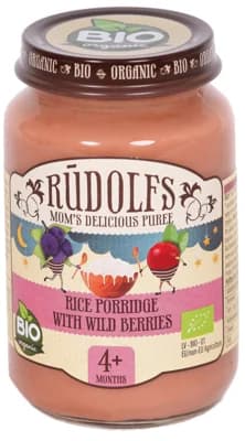 Rudolfs BIO Příkrm rýžová kaše s lesními plody