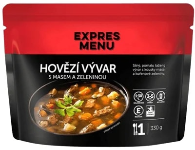 Expres menu Jednoporcová polévka - Hovězí vývar s masem a zeleninou