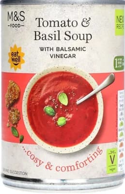 Marks & Spencer Rajčatová polévka s bazalkou a extra panenským olivový olejem