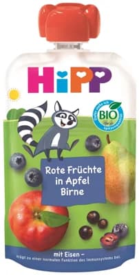 HiPP BIO Kapsička Hippis jablko, hruška, červené ovoce a železo