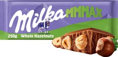 Milka Čokoláda Mmmax oříšková mléčná, celé lískové ořechy