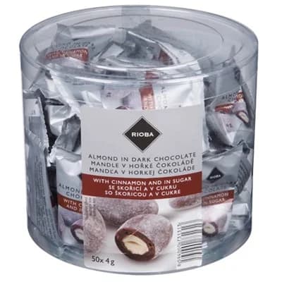 RIOBA Mandle v hořké čokoládě se skořicí 50 x