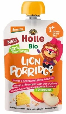 Holle BIO Kapsička ovocné pyré s rýží Lion