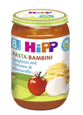 HiPP BIO Pasta Bambini Špagety s rajčaty a mozzarelou