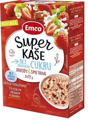 Emco Super kaše bez přidaného cukru Jahody se smetanou 3x55g