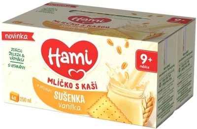 Hami Mlíčko s kaší s příchutí sušenka-vanilka (4×0,25 l)
