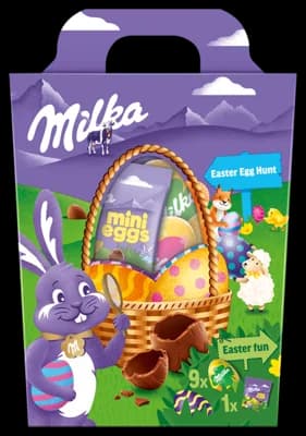 Milka Košíček, čokoládová dutá vajíčka a mini vajíčka