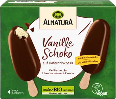 Alnatura BIO Veganské vanilkové nanuky v čokoládě multipack (4 ks)