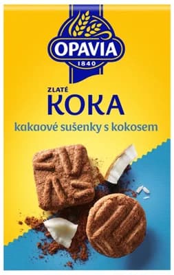 Opavia Zlaté Koka sušenky s kokosem a kakaem,