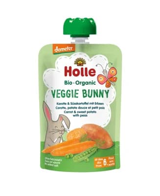 Holle BIO Veggie Bunny Pyré Veggie Bunny mrkev, batáty a hrášek