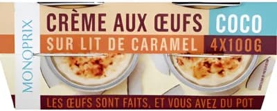 Monoprix Kokosovo vaječný krém s karamelem (4x 100 g)