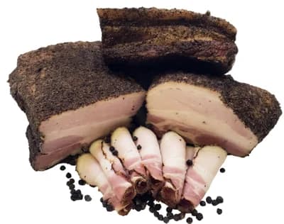 Fiala uzeniny z masa Pražská slanina z Milovic v pepři