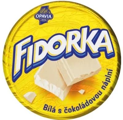 Opavia Fidorka Bílá s čokoládovou náplní žlutá