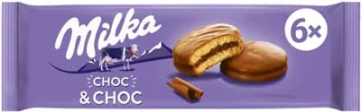 Milka jemné pečivo Choc & choc celomáčené s kakaovou náplní