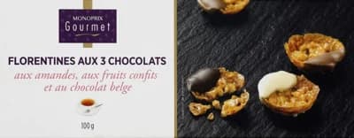 Monoprix Gourmet Florentinské sušenky se 3 druhy čokolády