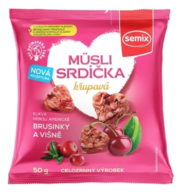 Semix Müsli srdíčka s brusinkami a višněmi