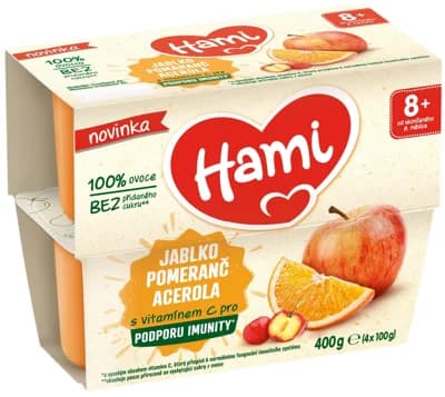 Hami Ovocný příkrm jablko, pomeranč, acerola (4×100 g)