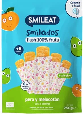 Smileat BIO Ovocné zmrzlinky k zamražení hruška & broskev (5×50 g)