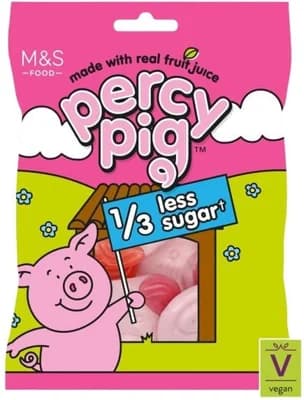 Marks & Spencer Měkké ovocné žvýkací bonbóny Percy Pig s ovocnými šťávami, se sníženým obsahem cukru
