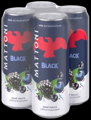 Mattoni Black jemně perlivá s příchutí černých plodů 4x500ml, plech
