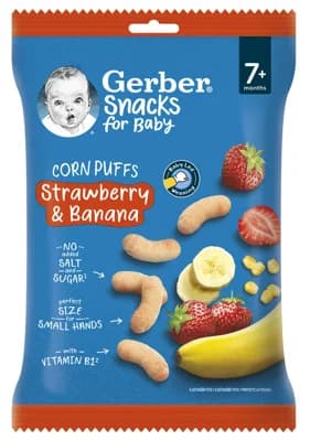 Gerber Snacks Kukuřičné křupky jahoda a banán