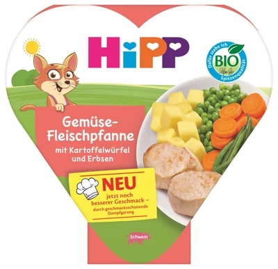 Hipp BIO Masový příkrm s nakrájenými bramborami a hráškem