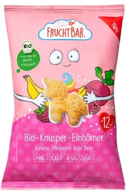 Fruchtbar BIO Křupky jednorožec – kukuřice, banán, malina a řepa